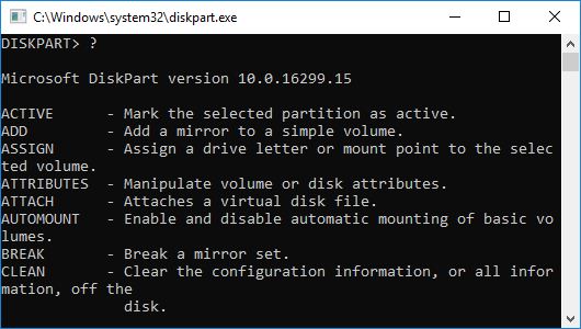 Diskpart command