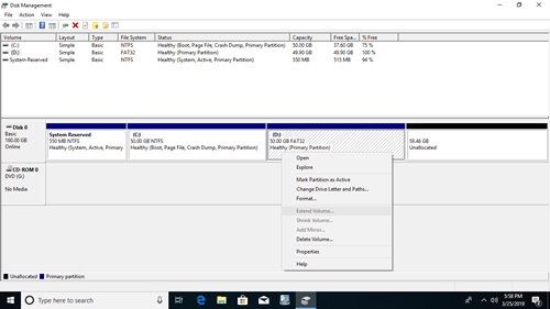 Cannot extend partition