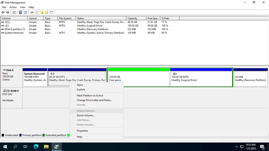 Cannot extend C drive